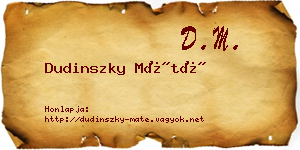 Dudinszky Máté névjegykártya